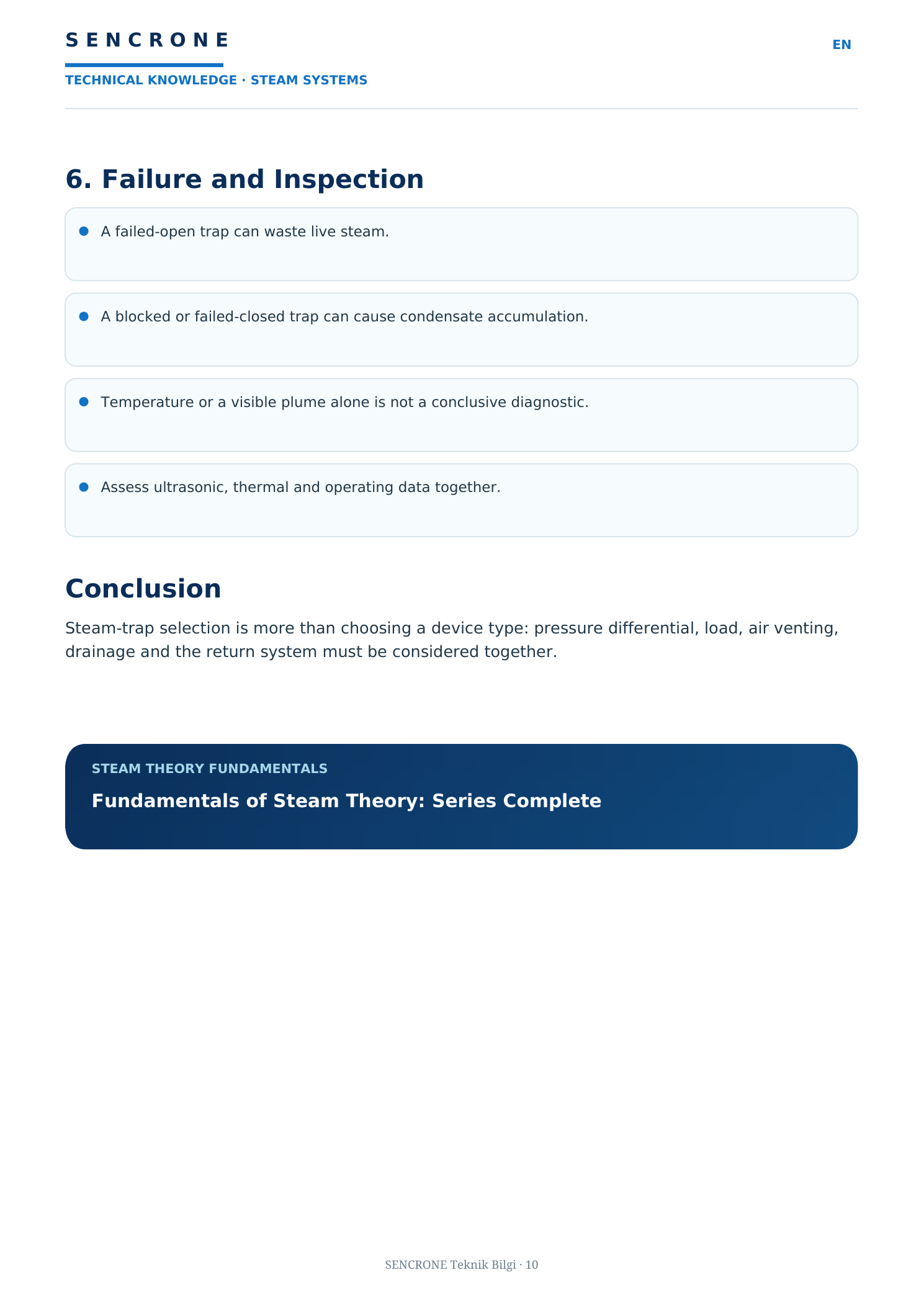 What Is a Steam Trap? — original approved SENCRONE PDF, English page 5 of 5