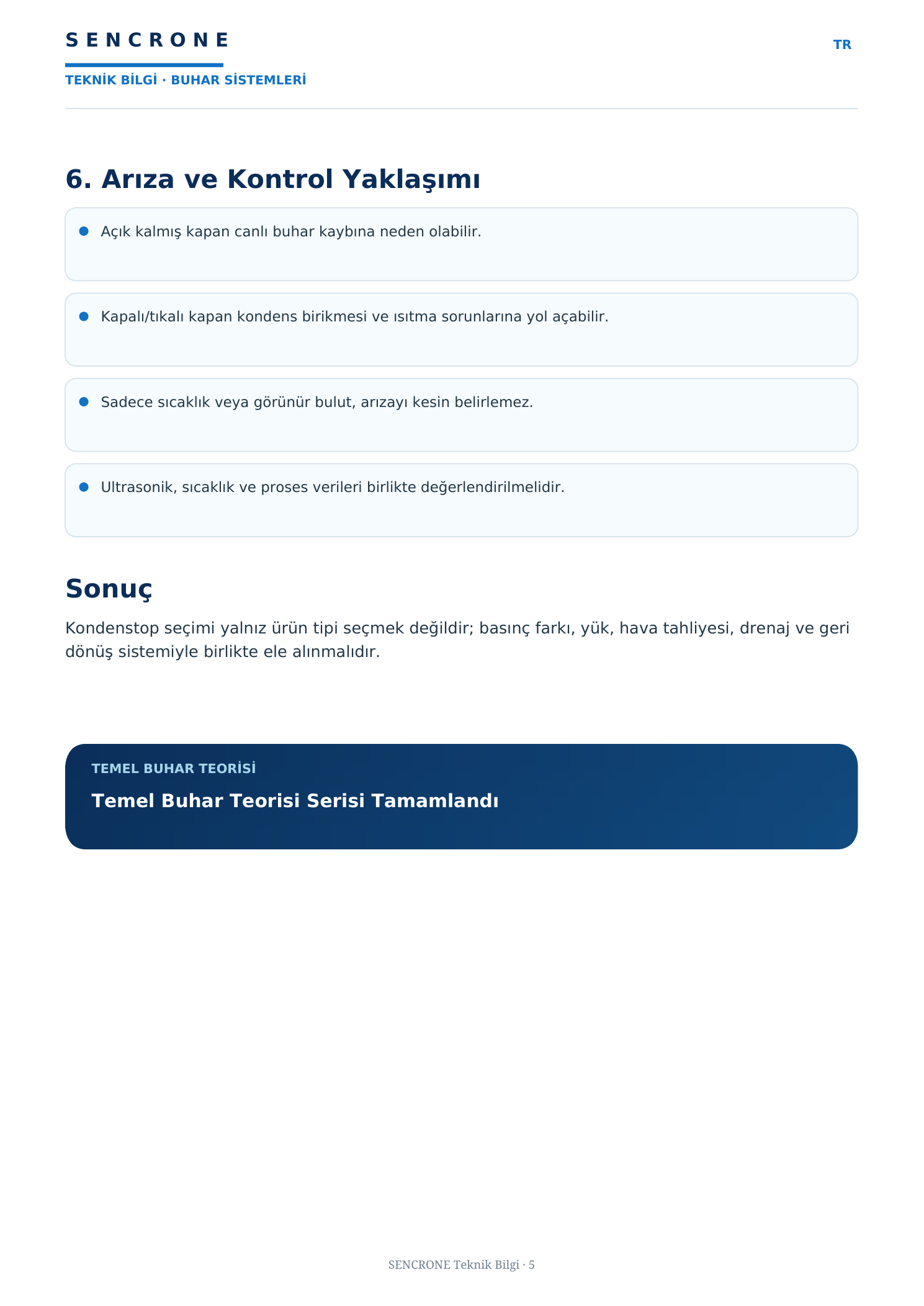 Kondenstop Nedir? — onaylı SENCRONE PDF, Türkçe sayfa 5/5
